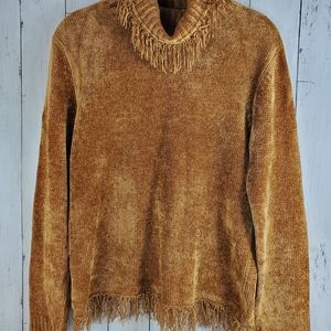 Vintage Rafaella Turtleneck Fringe Pullover Size Small Rayon Blend